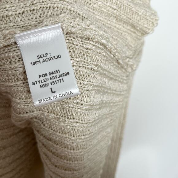 Le Lis Collection Womens Cropped Cardigan Sweater Large Beige Oatmeal Neutral - Picture 12 of 12